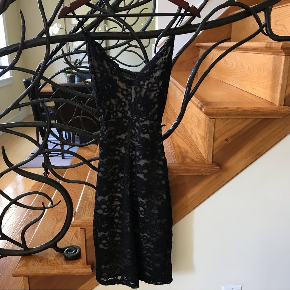Boubou Spaghetti Strap  Black/Tan Midi Dress